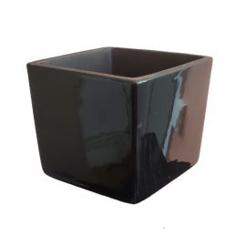 Cache-pot orchidée carré noir ø10 cm