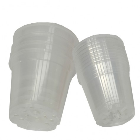 8 pots en plastique transparent diam. 15cm